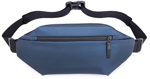 Bauchtasche Damen & Herren Taktische Bauchtasche mit Wasserflaschenbeutel | Große City Hüfttasche with 4 Fächer,Sport Gürteltasche Klein Hüfttasche für Reise Wandern,Diebstahlsicher,Blau