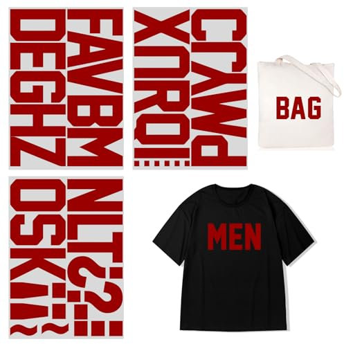 4 Inch Iron On Heat Transfer Letters Alphabets Fabric Vinyl DIY for Sport Jerseys T Shirts Clothes Slogan Printing Crafts Decoration (Red)