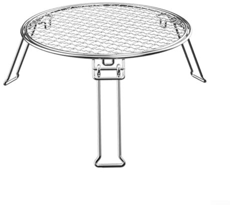 Griglia per barbecue, pieghevole, in acciaio inox, rotonda, con 3 gambe rimovibili, per picnic