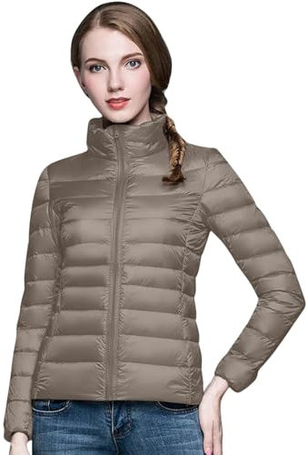 Piumino da Donna Trapuntino Leggero Ripiegabile Giacca Senza Cappuccio Caldo Elegante Piumini 100 Grammi Mezza Stagione Ultraleggero Cappotto Donna Invernale Antivento Slim Giubbotti Imbottito