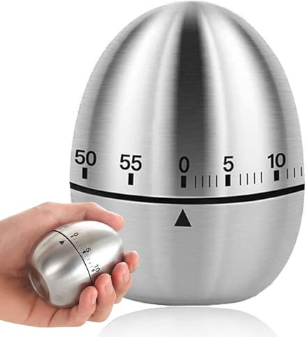 Dilightnews Küchenwecker, Mechanischer Timer, Eieruhr, Kurzzeitwecker, Küchenuhr, 60 Minuten, Silber