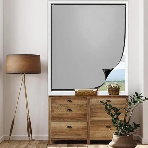 Verdunklungsrollo Thermo Ohne Bohren 30 x 60 cm, Verdunklungsrollo Thermo Und Hitzeschutz Ohne Bohren Ohne Bohren Rollos für Fenster, mit Klettband für Auto Reisen, Grau