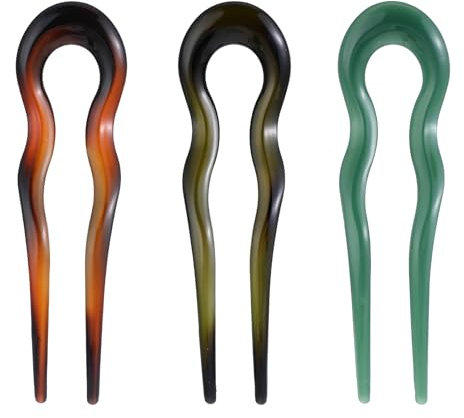 3 Stück U-förmige Haarnadeln French Twist Hair Pin Französische Haarnadel Gabel Hochsteckfrisur Chignon Pins Kopfschmuck für Frauen Langes Frisurenzubehör