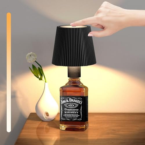 Hitopin 1 Stück LED Flaschenlampe, Flaschenlampe Aufsatz LED Aufladbar, Dimmbare 3 Farben Flaschenlicht, Kabellose RGB Flaschenlampe, Schreibtischlampe für Innen und Außen Restaurant & Bar(Schwarz)