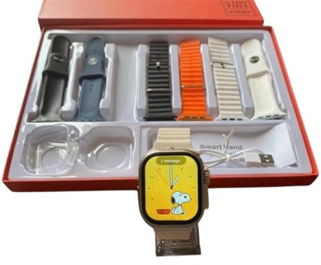 Inov Paris Coffret Montre connectée Smart Watch Ultra 49mm + 7 Bracelet et câble de Charge idéal Cadeau Homme et Femme