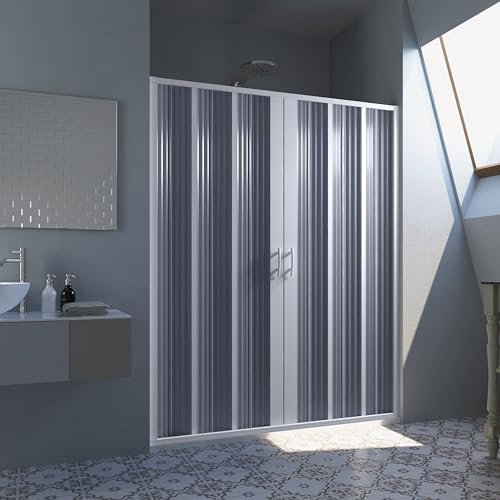Box doccia per nicchia Flex con fascia larga apertura centrale a soffietto riducibile Made in Italy H 185 cm (Bianco, 110x185 cm)