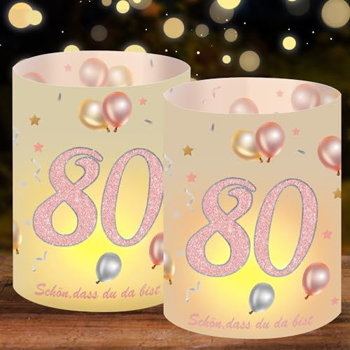 windlicht Geburtstag deko Windlicht Tischdeko Geburtstag Jahre Happy Birthday Deko Mann Frau Geschenke zum Frauen Männer Schön DASS Du Da Bist (Rose Gold 80)