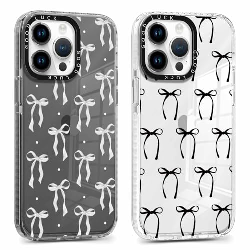 Xylota 2 x Transparent Handyhülle für iPhone 11 Pro 5,8 Hülle, Durchsichtig Case Muster Aesthetic Schleifen Mädchen Frauen Schutzhülle, Weich Silikon TPU Bumper Stoßfeste Cover für iPhone 11 Pro,02