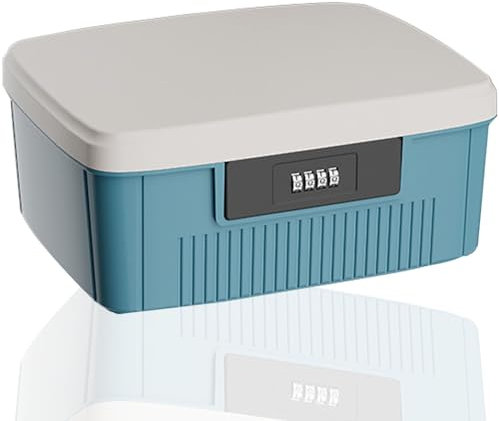 HIKENRI 9L Lockable Storage Box,Medicine Storage Box With Lid,Cell Phone Lock Box,Double Layers Combination Lock Box For Kitchen/Home/School/Personal/Travel/Office(Blue)