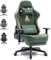 Symino Gaming Stuhl - Ergonomischer Bürostuhl im Racing Style, 200kg Belastbarkeit, verstellbare Armlehnen, Vintage PU Leder, Gaming Chair mit Fußstütze (Grün)