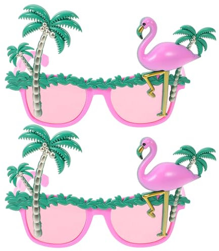MAGICLULU 2 Stück Hawaii-Sonnenbrillen Im Tropischen Stil Flamingo-Partybrillen Kokospalmen-Brillen Flamingo-Fotoautomaten-Requisiten Für Kostüme