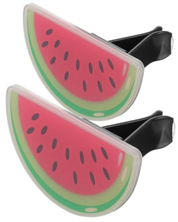 CHICAMPERA Sommerfest Lüftungsschlitzclips fürs Auto in Wassermelonenform 2 Stück Acryl Auslassclips mit Gleichmäßig Verteilter Duftfunktion für Autoinnenausstattung