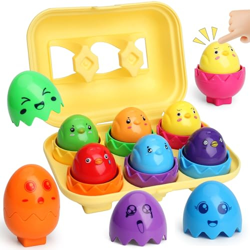 MOONTOY Motorikspielzeug Sortierspiel Eier Montessori Spielzeug ab 1 2 3 Jahr Ostergeschenk Baby Lernspielzeug Formen & Farben Sensorik Spielzeug für Kleinkinder Junge Mädchen