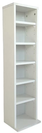 CHZIMADE 6-Tier Wooden Bookcase CD DVD Storage Units Media Display Shelving Organizer Cabinet Wood Storage Rack