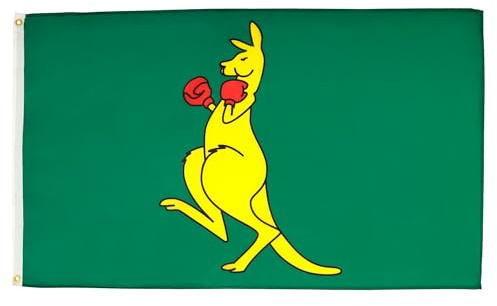 AZ FLAG Lot de 2 Drapeaux Boxing Kangourou 150x90 cm 2 Œillets | Usage intérieur et extérieur Drapeau décoratif australien coutures doubles et bords renforcés avec œillets métalliques