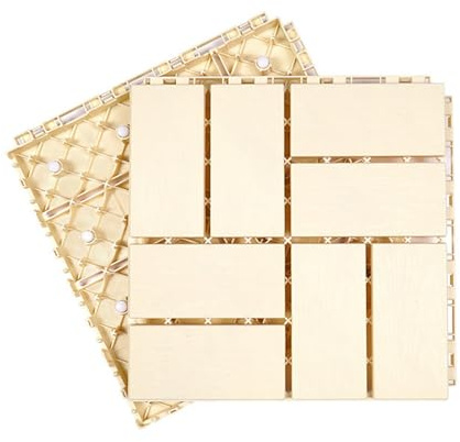 Piastrelle ad Incastro per Terrazze, Pannelli per Pavimenti Esterni Facili da Montare, Pietre Decorative per Pavimentazione, per Balconi, Cortili, Giardini, Verande,Bianca,2PCS