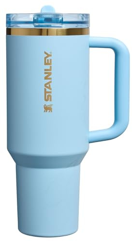 STANLEY Quencher ProTour Flipstraw Tumbler, 40 oz, Messi Striker Blue | Built-In Straw & Handle | Cupholder Compatible for Travel | Leakproof Insulated Stainless Steel Cup | BPA-Free