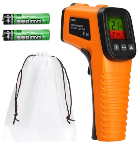 Infrared Thermometer Gun -50°C to 550°C with Laser Targeting | LCD Backlit Display, Adjustable Emissivity, Non-Contact Digital, Cooking & HVAC Use, Not for Human Use