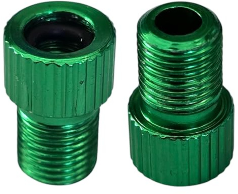 cyclingcolors 2X Fahrrad-Ventil Adapter Fahrradpumpenanschluss für Adapter für Presta Französischen Schrader Ventile Schlauchverbinder Reifen Kompressor, Grün