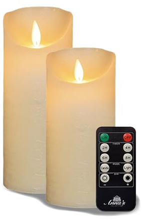 2x Große LED Stumpenkerze Elfenbein Ivory ø 10cm x 20cm & ø 10cm x 25cm Höhe - je 2 C Batterien nötig LED Kerze mit Flackereffekt und Timer - LED Kerze groß Weihnachtsbeleuchtung flammenlos