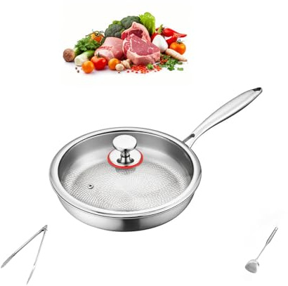 JORCEDI Titanio – Pure Titanium Non-Stick Pan, Coating-Free and Chemical-Free, 100% Pure Titanium Construction, Scratch-Resistant, Rapid Heat Conduction, Includes Lid, Suitable for All Hobs (24cm)