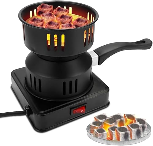 LOMUG Encendedor de carbón vegetal eléctrico de 600 W, encendedor de carbón para barbacoa con cable largo y asa, encendedor rápido para carbón vegetal, barbacoa y accesorios para barbacoa de carbón