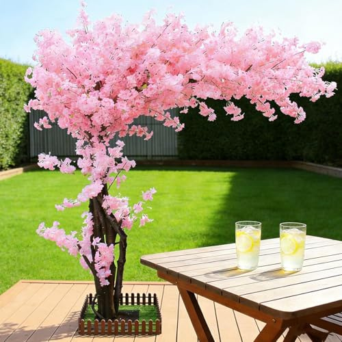Künstliche Kirschblütenbäume,Japanischer Kirschbaum Künstlich Rosa, Kirschblütenbaum Künstlich XXL,Sakura Baum, für Zuhause,Hochzeit,Party,Garten,2.5x2.5m/8.2x8.2ft