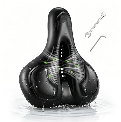 BTCLASSIC Ergonomischer Stoßdämpfender Fahrradsattel für Damen & Herren | Weich, Atmungsaktiv & Wasserdicht, 26 × 21 cm für Alle Gängigen Fahrräder