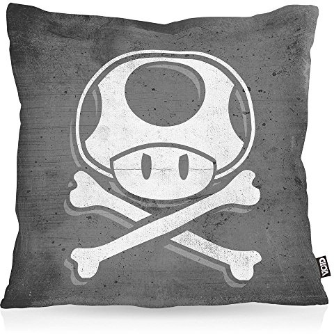 VOID Toad Skull Kissenbezug Kissenhülle Outdoor Indoor Mario Totenkopf Videospiel Konsole super World, Kissen Größe:50 x 50 cm