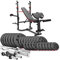 Hop-Sport - Hantelbank mit Latzug, multifunktionale Trainingsbank, verstellbare Schrägbank, inkl. Langhantelstange, SZ-Curlstange, Hantelset 135 kg, max. Hantelbank Belastbarkeit 250 kg