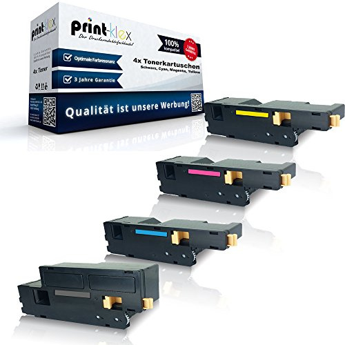 4X Print-Klex Tonerkartuschen kompatibel für Xerox Phaser 6020 6020BI 6022 6027 6025 6027 WorkCentre 6025 6027 106R02759 106R02756 106R02757 106R02758 Schwarz Blau Rot Gelb - Office Quantum Serie