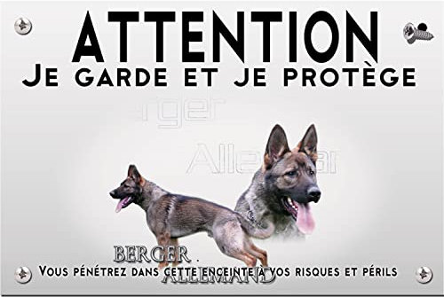 Pets-easy Panneau Attention au chien berger allemand gris