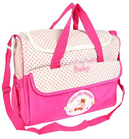Jitong Lässige Windeltasche Pflegetasche für Baby Gestickte Mutter Handtasche Umhängetasche Wickeltasche (Rose, 38 * 18 * 30cm)