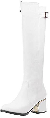 Onewus Stivali alti al ginocchio da donna, bianco, 43 EU