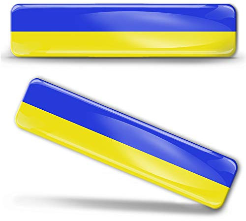 Biomar Labs® 2 x Aufkleber 3D Gel Silikon Stickers Ukraine Ukrainische Flag Flagge Fahne Autoaufkleber F 25