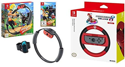Ring Fit Adventure - [Nintendo Switch] & HORI Nintendo Switch Mario Kart 8 Deluxe Lenkrad (Mario Version)