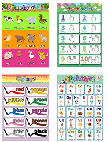 NUOBESTY 4 Stück Lernposter Für Kinder Tvd-Poster Für Vorschulklassen Mha- Wand Für Kinder Bildungs Vorschul-Alphabet-Plakat Puzzle Kleinkind Bilder Aufhängen