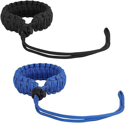 MoKo DSLR/DSLM Handschlaufe Kamera, 2 Stück Nylon Paracord Kamera-Handschlaufe Wrist Strap Kordel Kameragurt Handstrap für Nikonöse Nikon Sony Fuji Gopro Wii Switch Canon, Schwarz/Blau