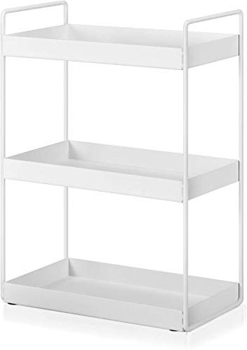 3-Tier Bathroom Countertop Organiser Vanity Tray Cosmetic & Makeup Storage Kitchen Spice Rack Standing Shelf, White