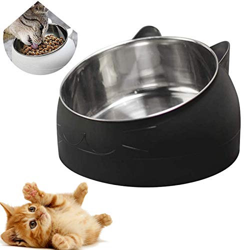 Gamelle Inclinée pour Chat et Chien en Acier Inoxydable - Bol Antidérapant pour Chiots, Hamsters, Lapins et Petits Animaux