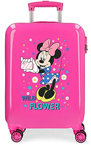 Disney Minnie Wild Flower Maleta de Cabina Rosa 38x55x20 cms Rígida ABS Cierre de combinación Lateral 34 2 kgs 4 Ruedas Dobles Equipaje de Mano