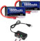 URGENEX 7.4V Lipo Battery 2S 35C 1800mAh Rechargeable RC Battery Pack with with Deans T Plug Campatibal with Most 1/10, 1/16 Scale RC Cars Trucks and 7.4V 1to2 USB Charger