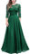 MIUSOL Women's Retro Floral Lace 3/4 Sleeve Wedding Bridesmaid Maxi Dress (Medium, Dark Green)