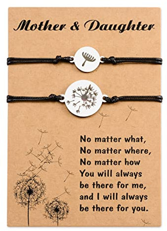 YELUWA 2 Pcs Löwenzahn-Mutter-Tochter-Geschenk Mutter-Tochter-Armbänder Set Mama und ich wünschen Armband Mutter-Tochter-Schmuck Tochtergeschenk von Mutter Geburtstag Muttertag Mutter Geschenke