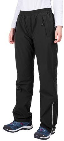 33,000ft Women's Waterproof Trousers Lightweight Rain Overtrousers Ladies Mesh Lined Windproof Rain Pants for Outdoor Fishing Hiking Rainwear Short Leg Black 8