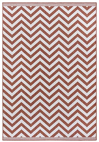 NORTHRUGS Indoor and Outdoor Rug Palma 160 x 230 cm Reversible Rug Weatherproof Modern Design Zigzag Pattern Rug for Balcony Patio Garden Conservatory Living Room Waterproof