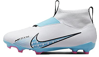 Nike JR Zoom Superfly 9 ACAD FG/MG Sneaker, Weiß/baltischblau-rosa Explosion, 32 EU