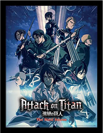Pyramid International Attack on Titan Poster mit Rahmen und schwarzem Rahmen (Strike Team-Design), 30 x 40 cm, Rahmen und Wandkunst, offizieller Merchandise-Artikel