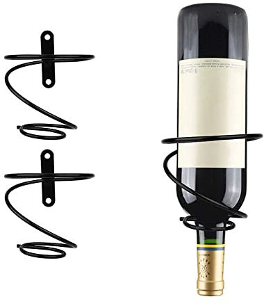 Abcsea 1 par de soportes para botellas de pared, soporte para botellas de vino, color negro, decoración para botellas de vino
