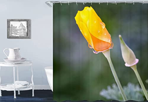 ANAZOZ Tenda Bagno Largh 90,Tende per Finestra Bagno Verde Giallo Motivo Floreale Tenda Poliestere Finestra Bagno 90x180CM Tende da Bagno con Anelli e Occhielli